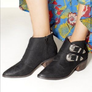 Band of Gypsies Buckle Ankle Micro Suede Booties